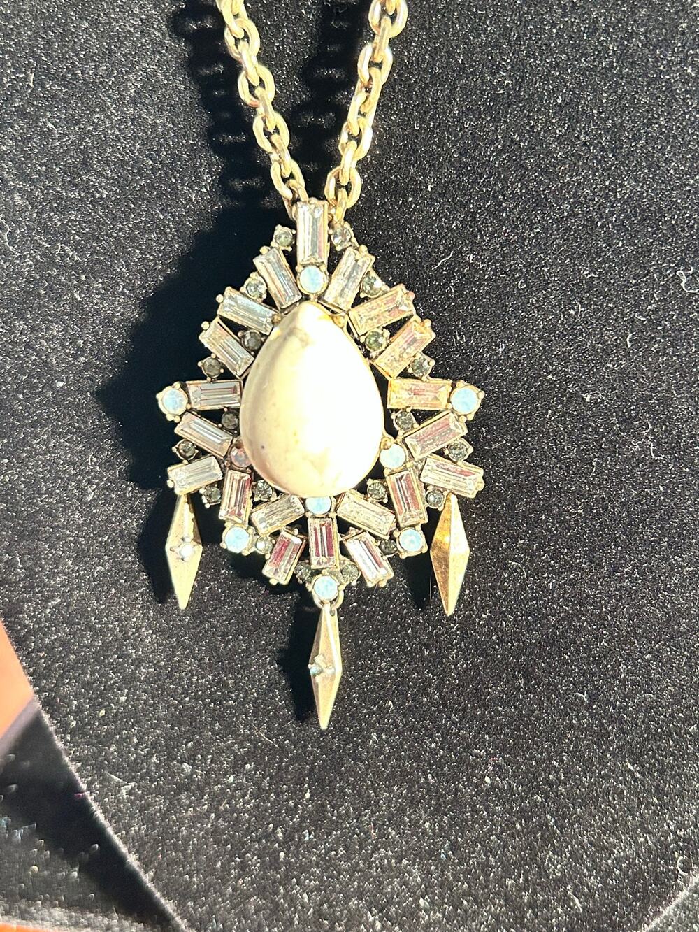 Chloe + Isabel Vintage Art Deco Rhinestone Statement Pendant Necklace 30"